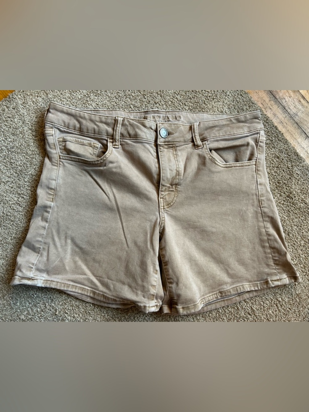 American Eagle Outfitters Tan High-Rise Denim Shorts